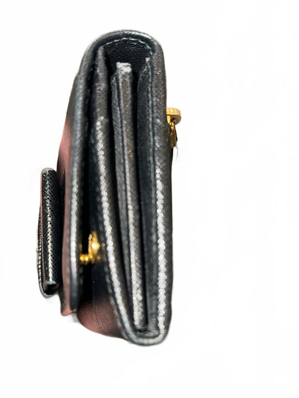 Prada Black Saffiano Bow Continental Card Holder Wallet - Picture 9 of 9
